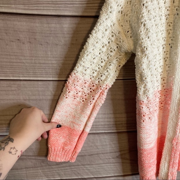 Anthropologie Faustia White and Pink Ombre Knit Cardigan - Picture 6 of 11